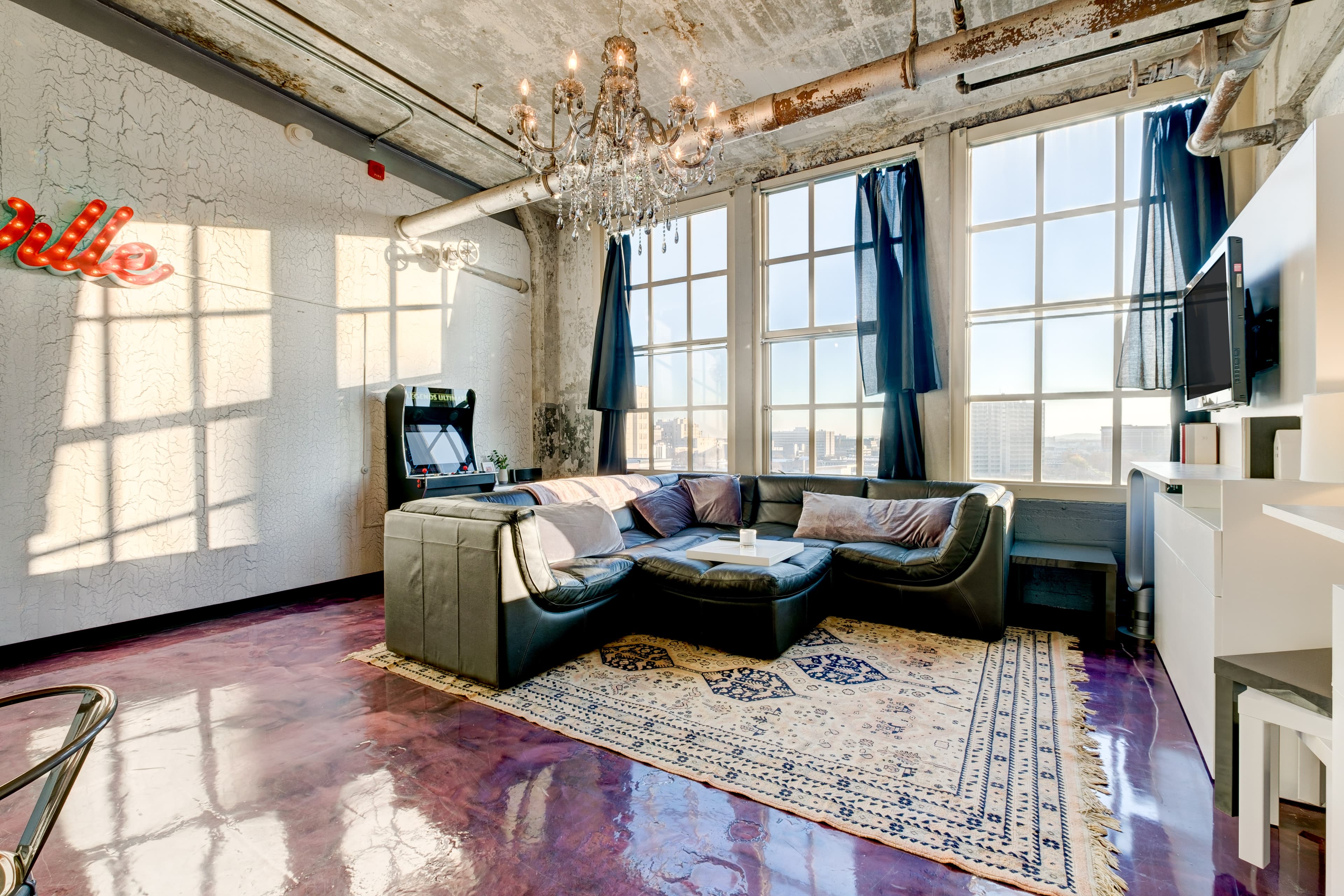 Sleeping area in open downtown loft